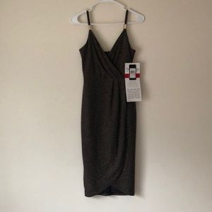 Gold and black wrap dress